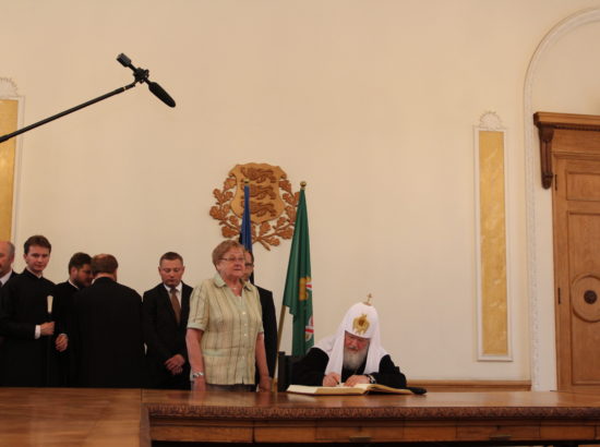 Riigikogu esimees Ene Ergma ja Moskva ja kogu Venemaa patriarh Kirill
